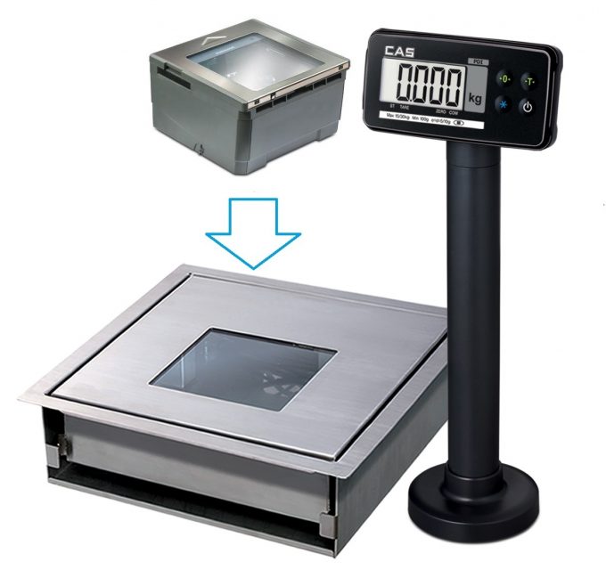 Váhoskener CAS PDS do 15 kg + skener Datalogic 2300HS USB