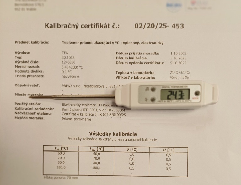 Kalibrovaný vpichový teploměr TFA 30.1013 - pro kontrolu teploty při přípravě a výdeji jídel